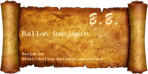 Ballon Benjámin névjegykártya